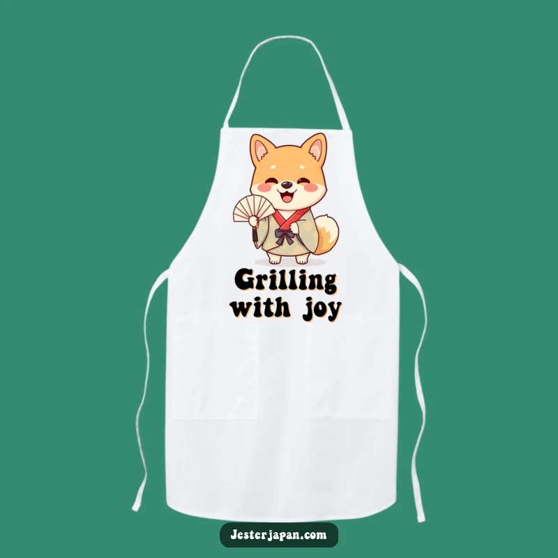 Funny Shiba Dog Kimono Apron - Cheerful Waving Kitchen Fun Gift