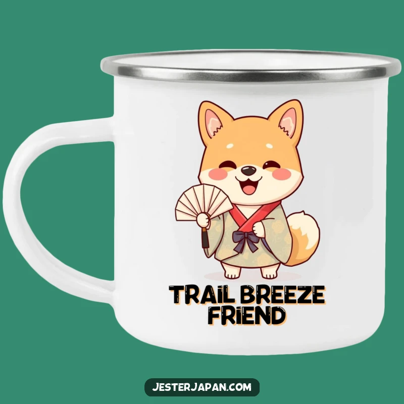Funny Shiba Dog Kimono Camping Mug - Cheerful Waving Adventure Cup Gift