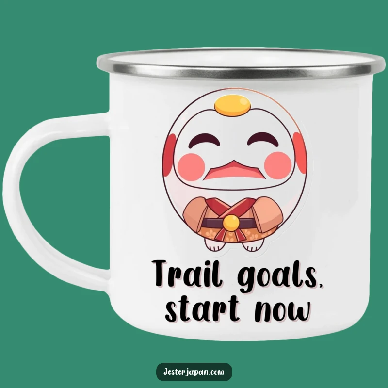Adventure Funny Daruma Kimono Camping Mug: Resolute Doll, Outdoors Gift