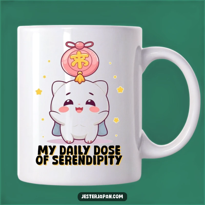 Start your day with a smile and a sprinkle of luck! This mug features a character overjoyed by a giant lucky charm, perfect for your morning brew.