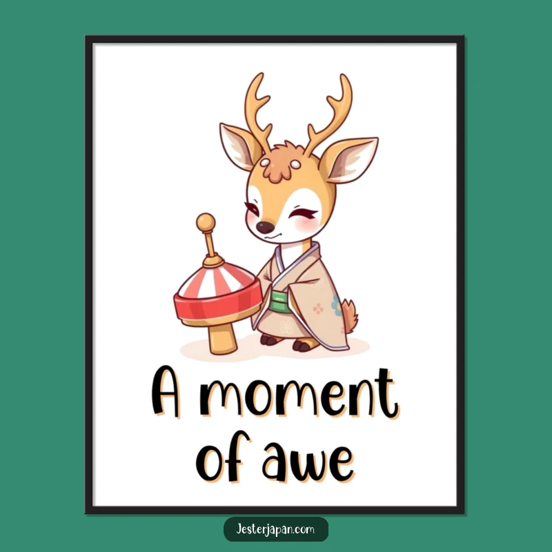 Funny Deer Kimono Digital Art: Curious Deer Creation - Instant 'Funny Gift'