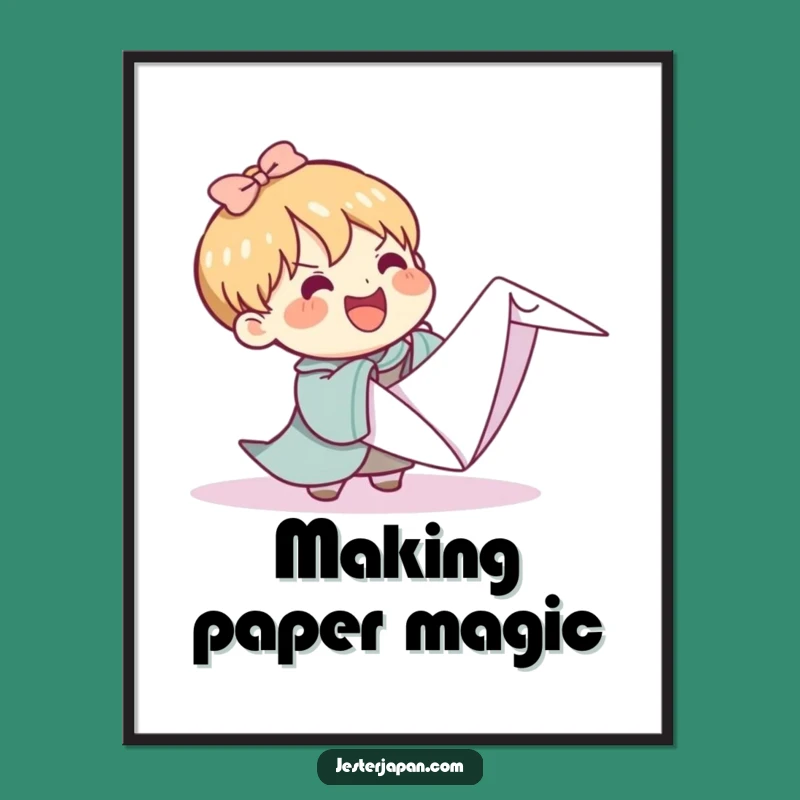 Funny Kawaii Origami Crane Digital Art: Instant Creative Decor