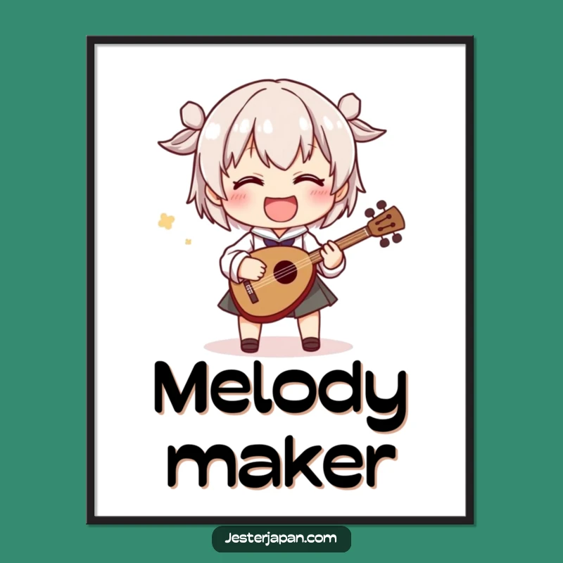 Funny Shamisen Player Digital Art: Instant Musical Decor