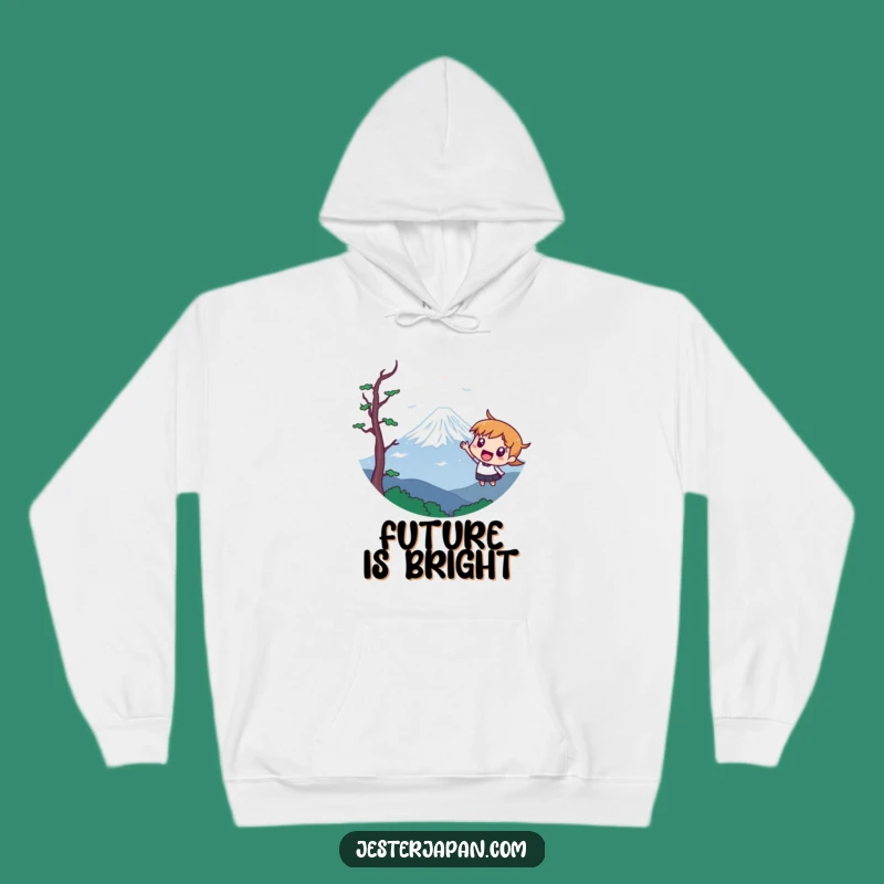 Stay warm on your journeys with this funny hoodie, depicting a character excitedly anticipating Mount Fuji. The ultimate funny gift for explorers and dreamers.
