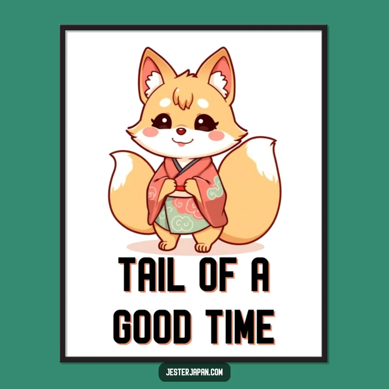 Funny Free Printable Wall Art: Kitsune's Wagging Tails, Downloadable Art for Your Home