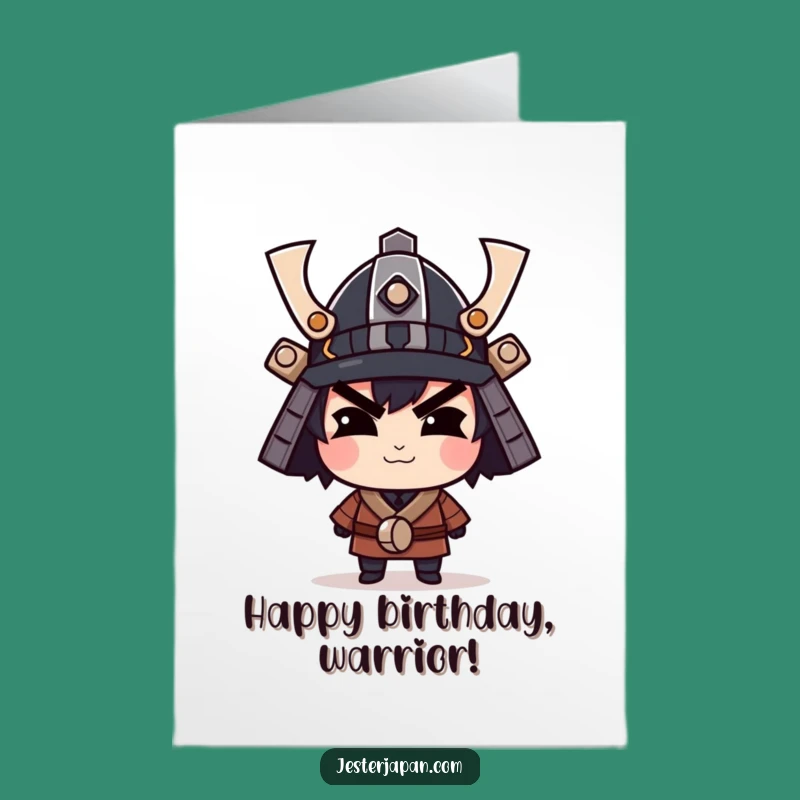 Funny Free Printable Samurai Birthday Card: Confident Smirk Downloadable Gift