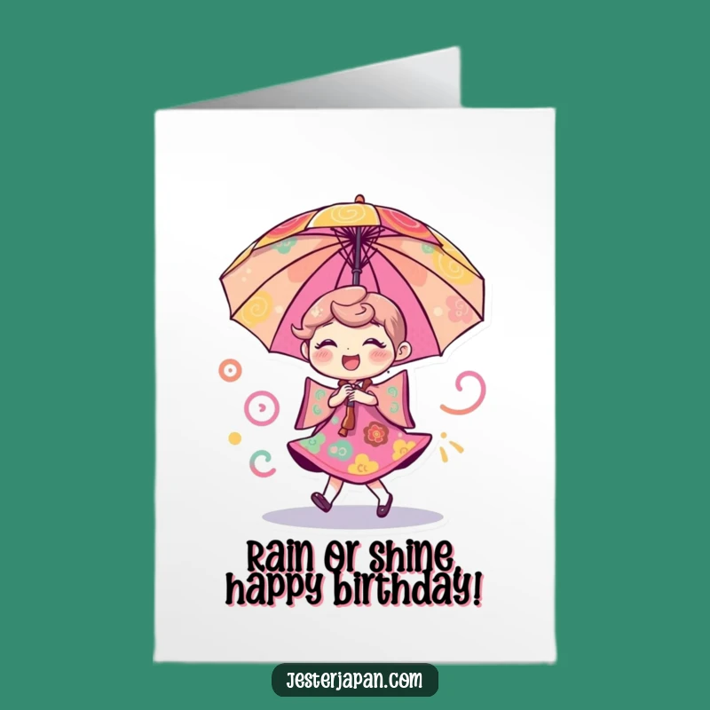 Free Printable Funny Birthday Card: Dancing Umbrella for a Bright Celebration