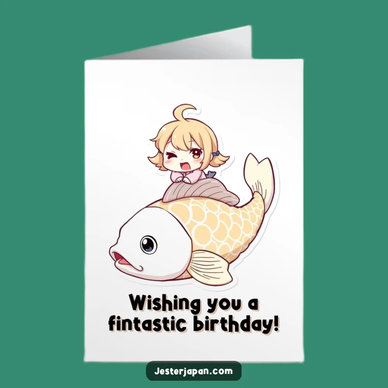Funny Free Printable Koi Fish Birthday Card: Mischievous Wink Downloadable Gift