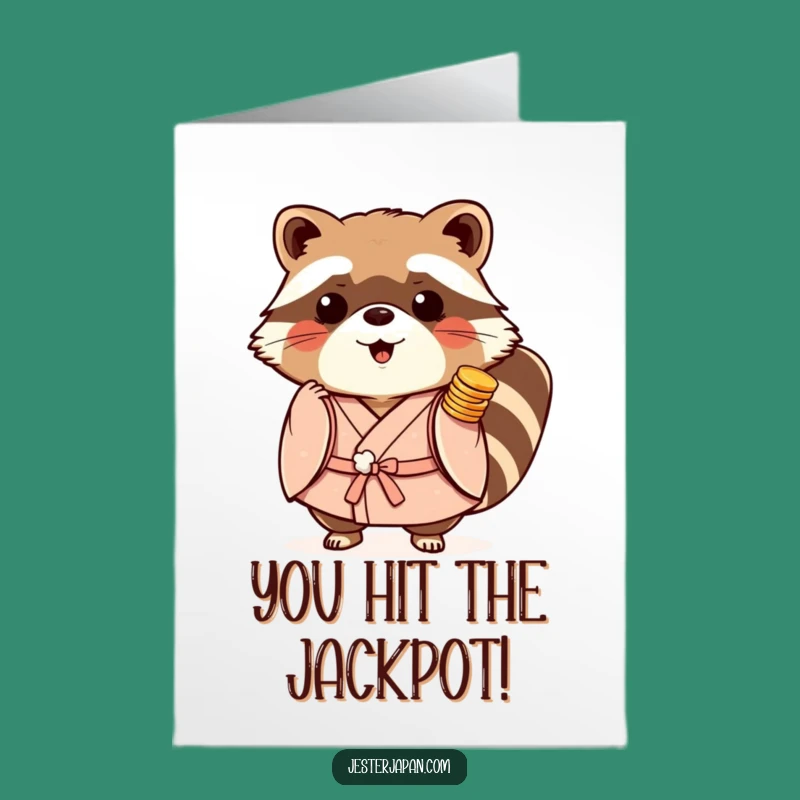 Free Printable Congrats Card: Rich Tanuki Coins, Fortunate Downloadable Gift